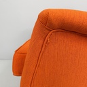 Poltrona in tessuto arancione e legno, 1950 ca.