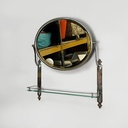 Specchio da parete con mensola in vetro e metallo, 1930 ca.