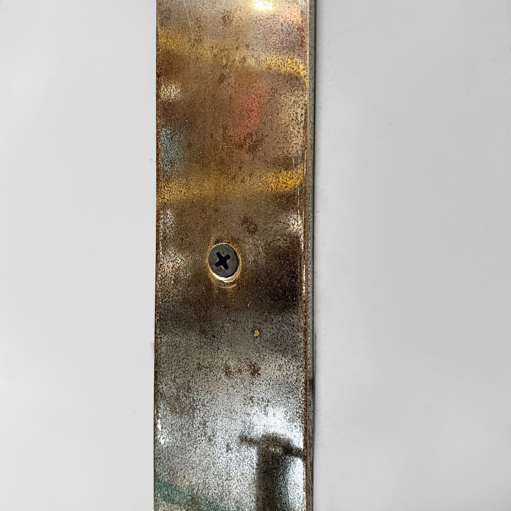 Specchio da parete con mensola in vetro e metallo, 1930 ca.