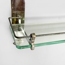 Specchio da parete con mensola in vetro e metallo, 1930 ca.