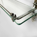 Specchio da parete con mensola in vetro e metallo, 1930 ca.