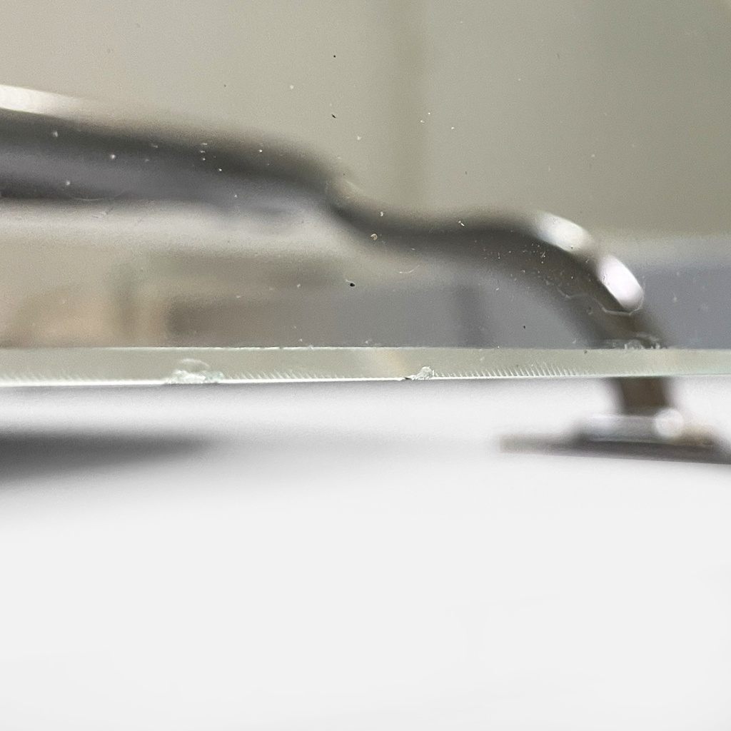 Specchio da parete con mensola in vetro e metallo, 1930 ca.