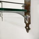 Specchio da parete con mensola in vetro e metallo, 1930 ca.