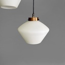 Lampadario a tre luci in vetro e metallo nero, 1950 ca.