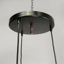 Lampadario a tre luci in vetro e metallo nero, 1950 ca.