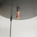 Lampadario a tre luci in vetro e metallo nero, 1950 ca.