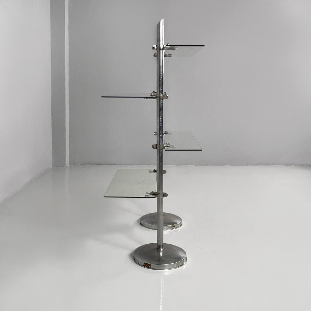 Libreria in metallo e vetro, 1980 ca.