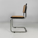 Sedia In legno nero, paglia e acciaio, 1960 ca.