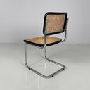 Sedia In legno nero, paglia e acciaio, 1960 ca.