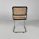 Sedia In legno nero, paglia e acciaio, 1960 ca.