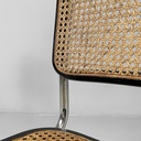 Sedia In legno nero, paglia e acciaio, 1960 ca.