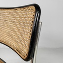 Sedia In legno nero, paglia e acciaio, 1960 ca.