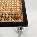 Sedia In legno nero, paglia e acciaio, 1960 ca.