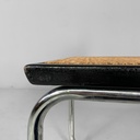 Sedia In legno nero, paglia e acciaio, 1960 ca.