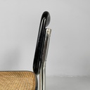 Sedia In legno nero, paglia e acciaio, 1960 ca.