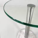 Tavolo da caffè in vetro, acciaio e marmo, 1980 ca.