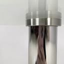 Tavolo da caffè in vetro, acciaio e marmo, 1980 ca.