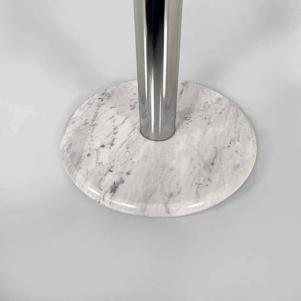 Tavolo da caffè in vetro, acciaio e marmo, 1980 ca.