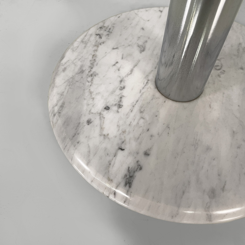 Tavolo da caffè in vetro, acciaio e marmo, 1980 ca.