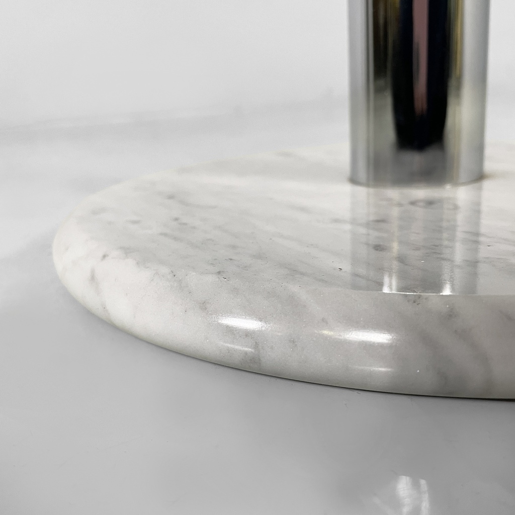 Tavolo da caffè in vetro, acciaio e marmo, 1980 ca.