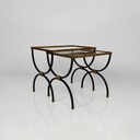 tavoli da caffè impilabili in metallo e vetro, 1940 ca.