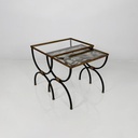 tavoli da caffè impilabili in metallo e vetro, 1940 ca.