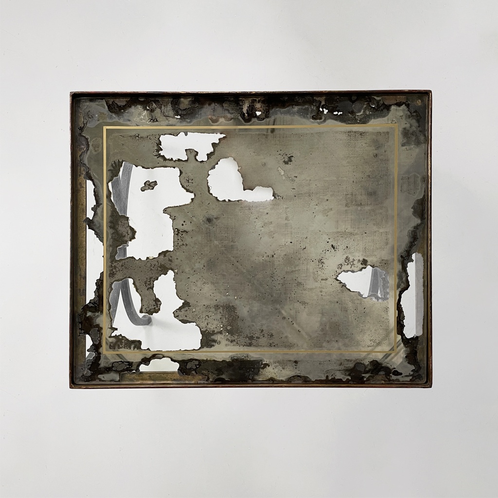 tavoli da caffè impilabili in metallo e vetro, 1940 ca.