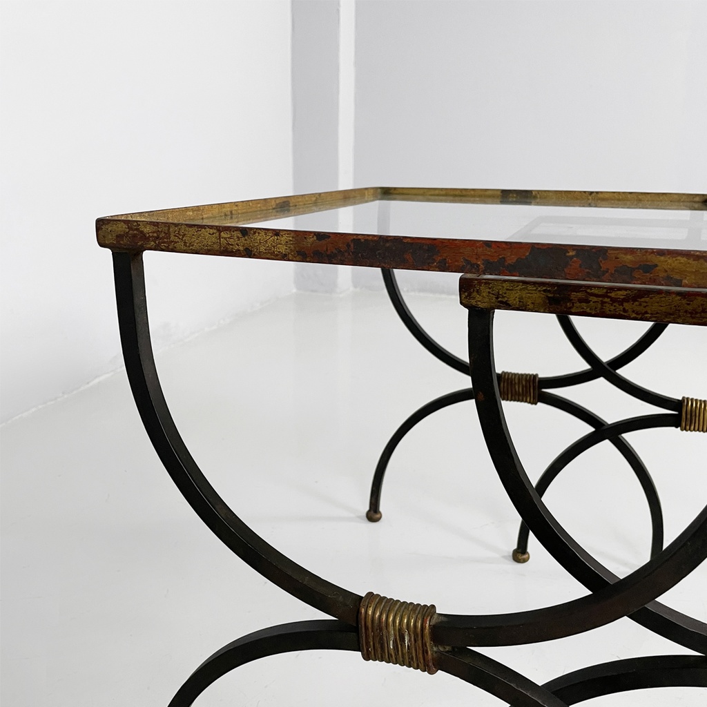 tavoli da caffè impilabili in metallo e vetro, 1940 ca.