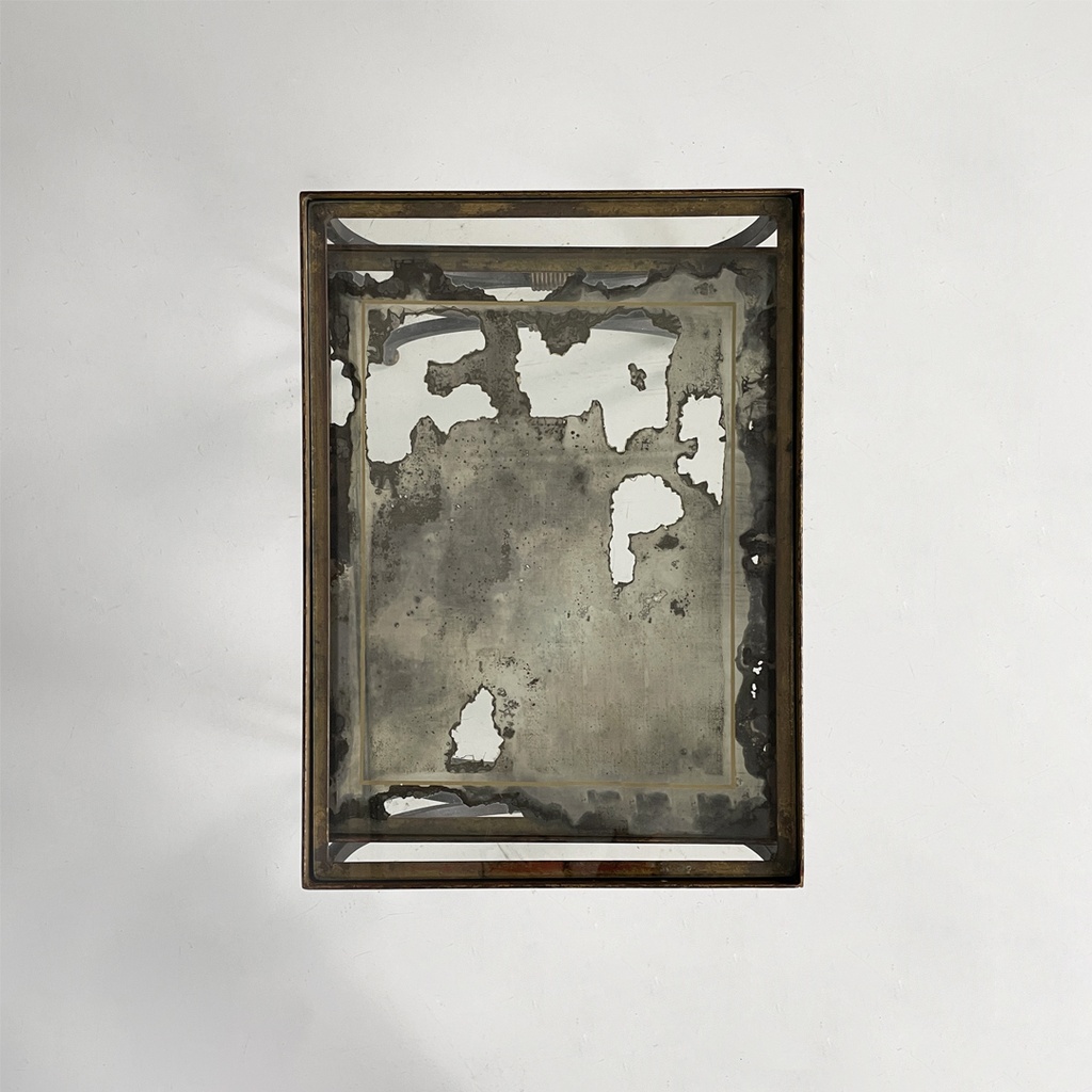 tavoli da caffè impilabili in metallo e vetro, 1940 ca.