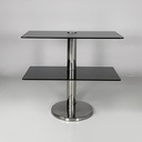 Consolle in vetro fumè e acciaio, 1980 ca.