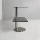 Consolle in vetro fumè e acciaio, 1980 ca.