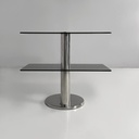 Consolle in vetro fumè e acciaio, 1980 ca.