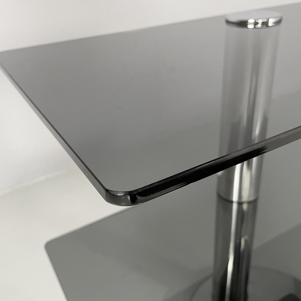 Consolle in vetro fumè e acciaio, 1980 ca.