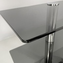 Consolle in vetro fumè e acciaio, 1980 ca.