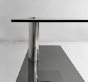 Consolle in vetro fumè e acciaio, 1980 ca.