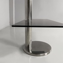 Consolle in vetro fumè e acciaio, 1980 ca.