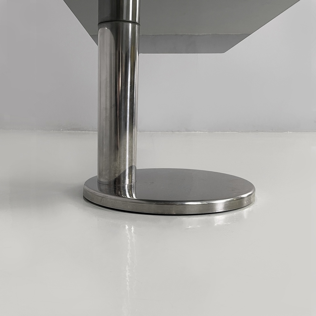 Consolle in vetro fumè e acciaio, 1980 ca.