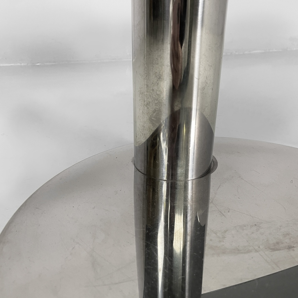 Consolle in vetro fumè e acciaio, 1980 ca.