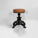 Sgabello in legno e pelle marrone, 1930 ca.