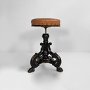 Sgabello in legno e pelle marrone, 1930 ca.