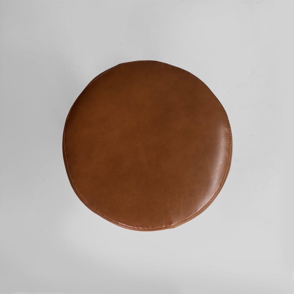 Sgabello in legno e pelle marrone, 1930 ca.