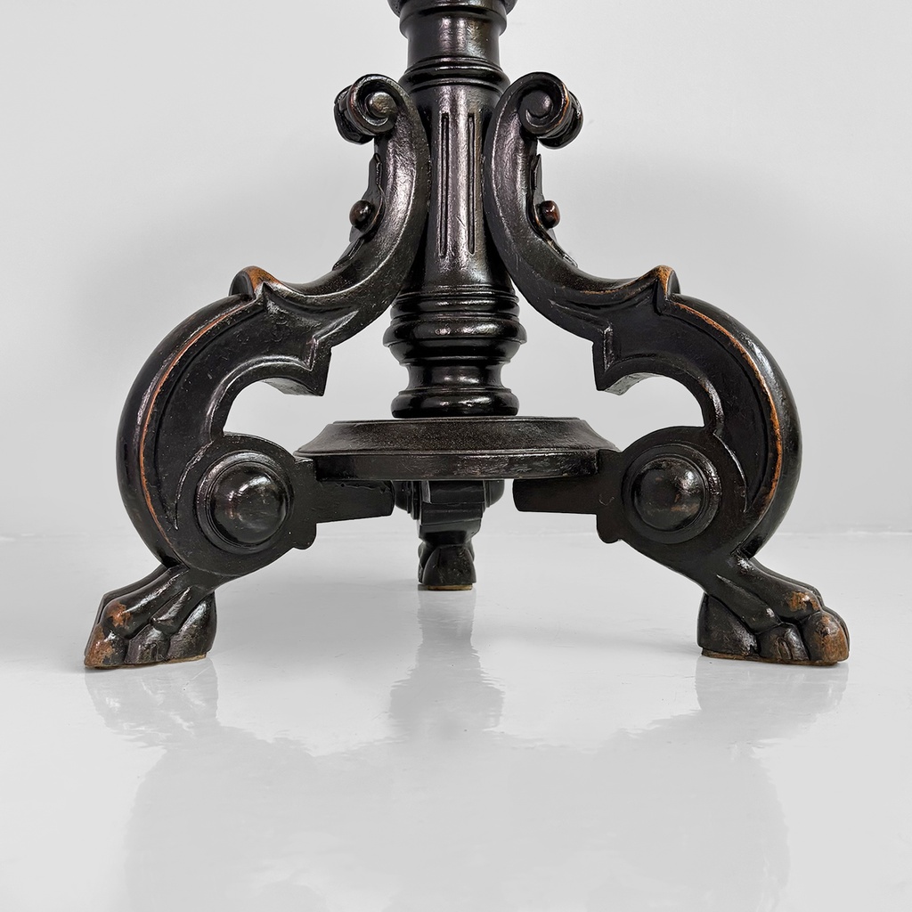 Sgabello in legno e pelle marrone, 1930 ca.