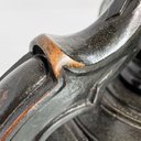 Sgabello in legno e pelle marrone, 1930 ca.