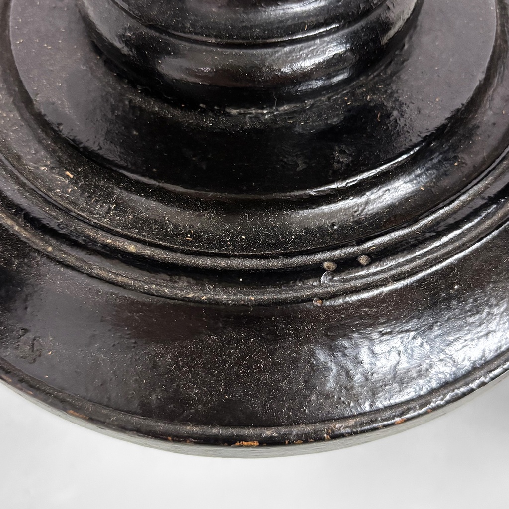 Sgabello in legno e pelle marrone, 1930 ca.