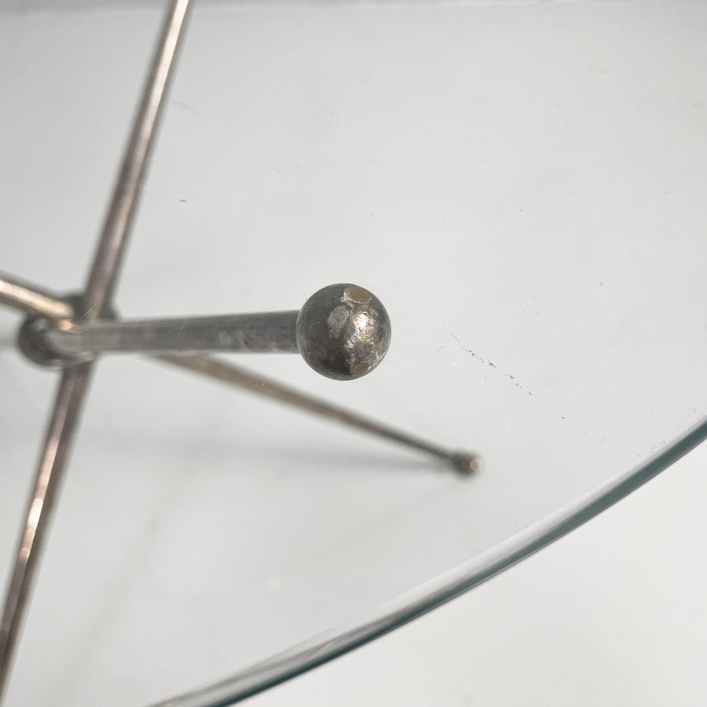 Tavolo da caffè in vetro e metallo brunito, 1960 ca.