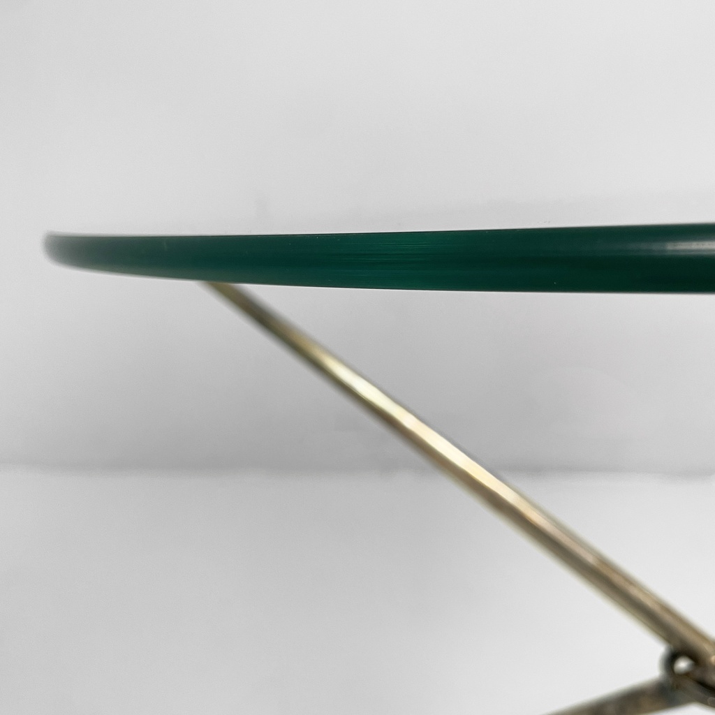 Tavolo da caffè in vetro e metallo brunito, 1960 ca.