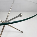 Tavolo da caffè in vetro e metallo brunito, 1960 ca.