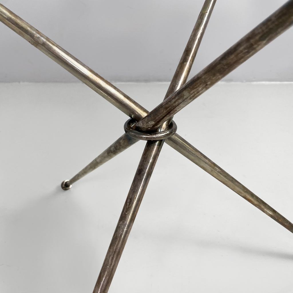 Tavolo da caffè in vetro e metallo brunito, 1960 ca.