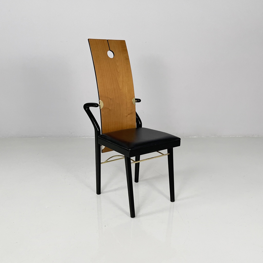 Sedie in legno e ottone di Pierre Cardin, 1980 ca.