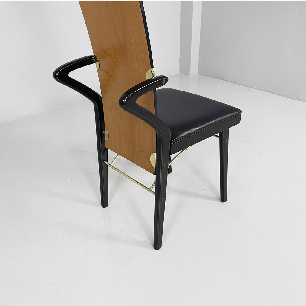 Sedie in legno e ottone di Pierre Cardin, 1980 ca.